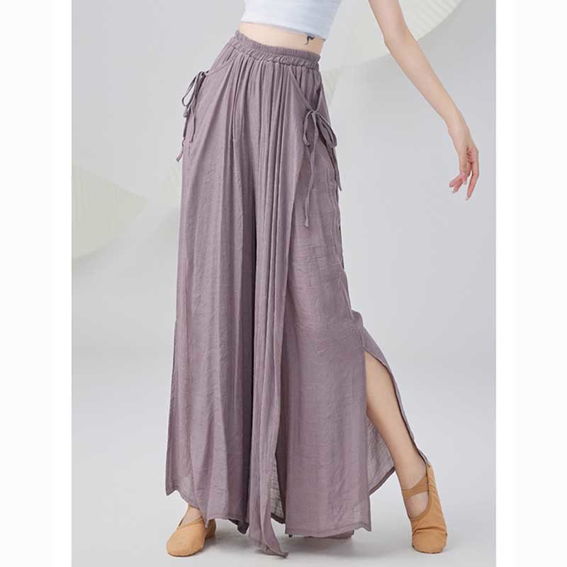 Buddha Stones無地 ゆったり コットン リネン ワイドレッグ パンツ ヨガ クラシックダンス用 - image 1