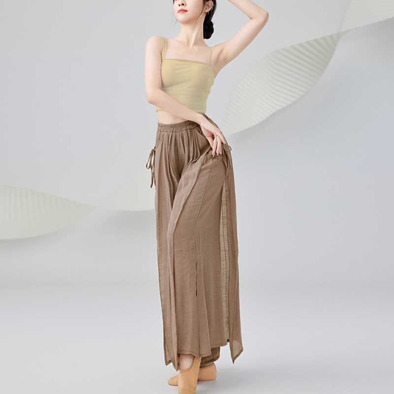 Buddha Stones無地 ゆったり コットン リネン ワイドレッグ パンツ ヨガ クラシックダンス用 - image 11
