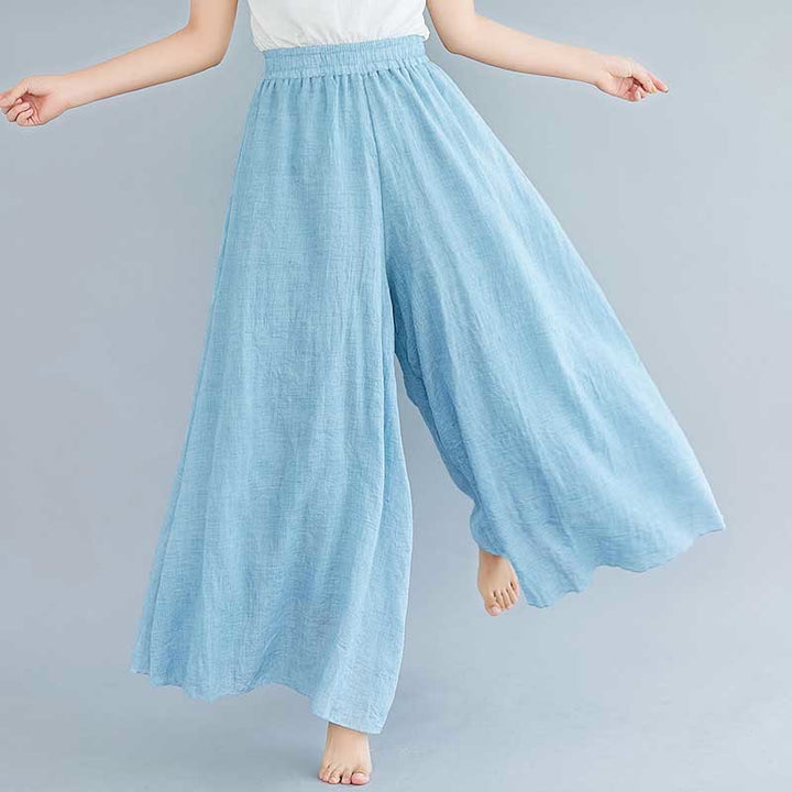 Buddha Stonesレディース カジュアル ゆったり コットン リネン ワイドレッグ パンツ ヨガ ダンス用 - 水色 - US2、 UK/AU6、 EU34 (M) - image 33