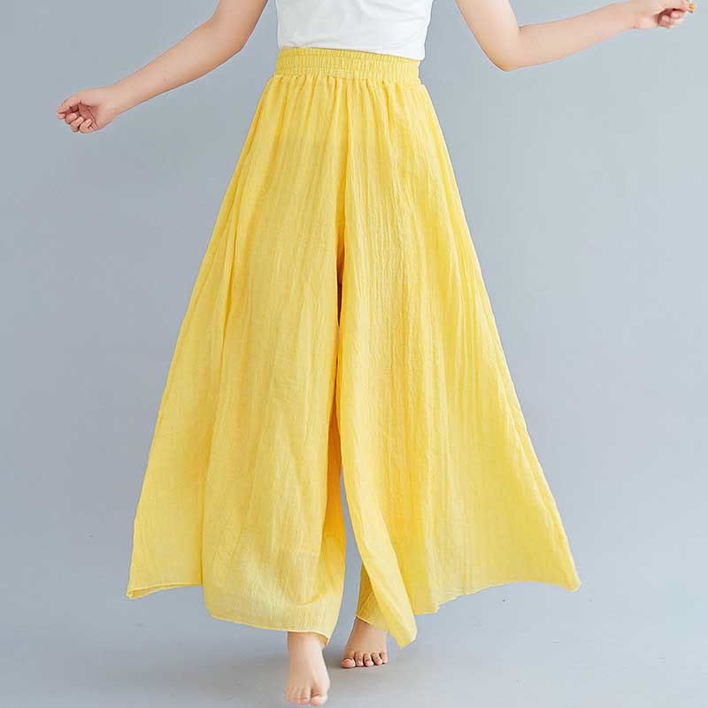 Buddha Stonesレディース カジュアル ゆったり コットン リネン ワイドレッグ パンツ ヨガ ダンス用 - 黄色 - US2、 UK/AU6、 EU34 (M) - image 6