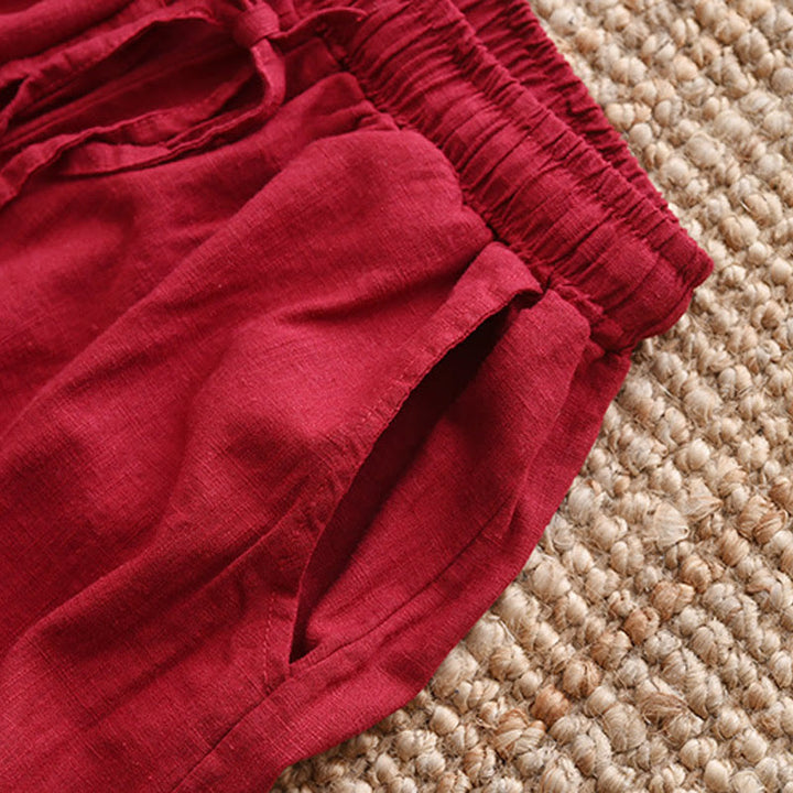 Buddha Stonesゆったりコットンリネン ドローストリング ワイドレッグパンツ ポケット付き - image 24