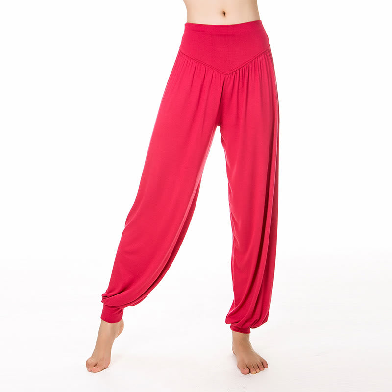 Buddha Stones無地 モダール ヨガ ダンス ロング ハーレム パンツ - クリムゾン - US14、 UK/AU18、 EU46 (3XL) - image 6