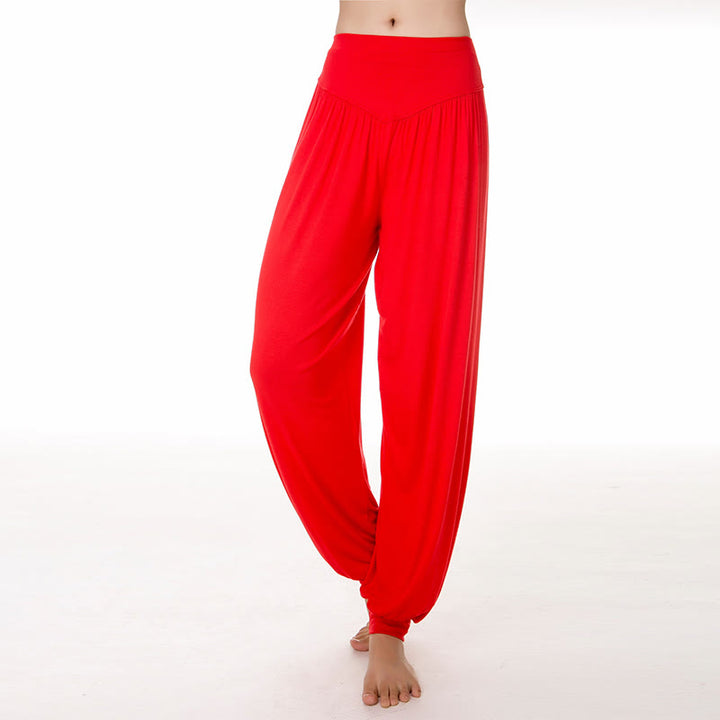 Buddha Stones無地 モダール ヨガ ダンス ロング ハーレム パンツ - 赤 - US14、 UK/AU18、 EU46 (3XL) - image 26