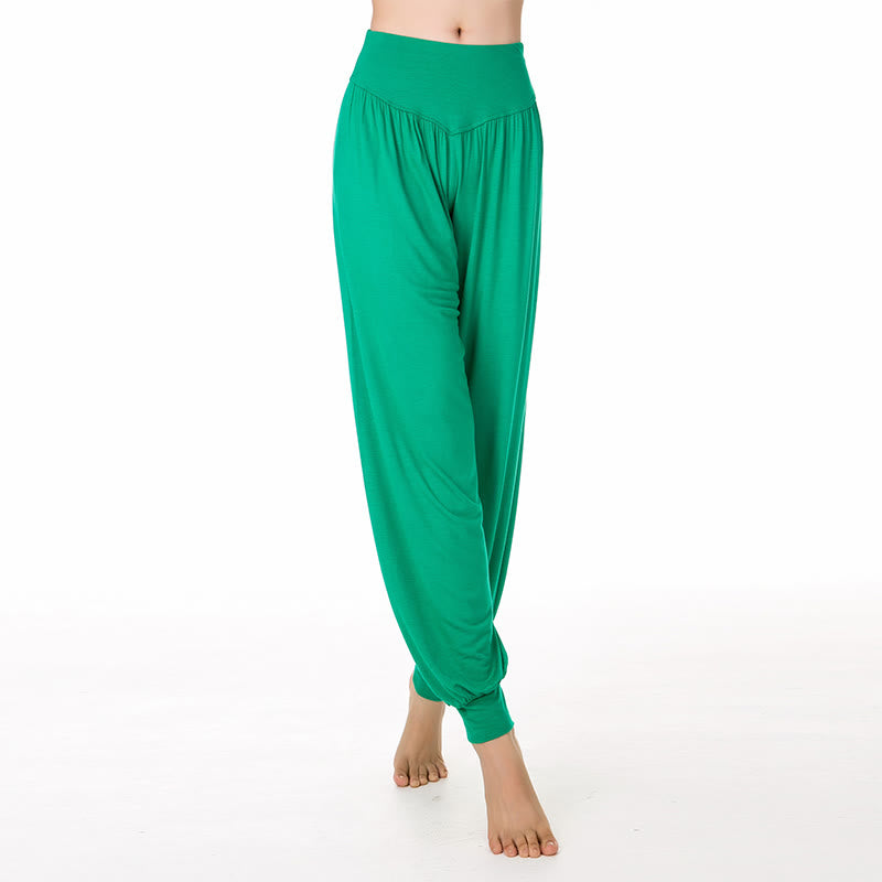 Buddha Stones無地 モダール ヨガ ダンス ロング ハーレム パンツ - 緑 - US14、 UK/AU18、 EU46 (3XL) - image 32