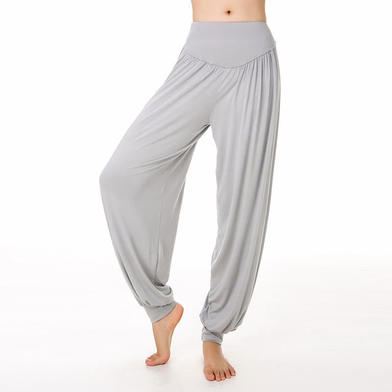 Buddha Stones無地 モダール ヨガ ダンス ロング ハーレム パンツ - グレー - US14、 UK/AU18、 EU46 (3XL) - image 9