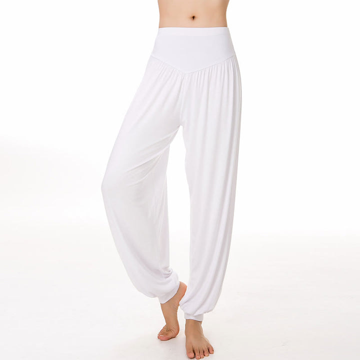 Buddha Stones無地 モダール ヨガ ダンス ロング ハーレム パンツ - 白 - US14、 UK/AU18、 EU46 (3XL) - image 46