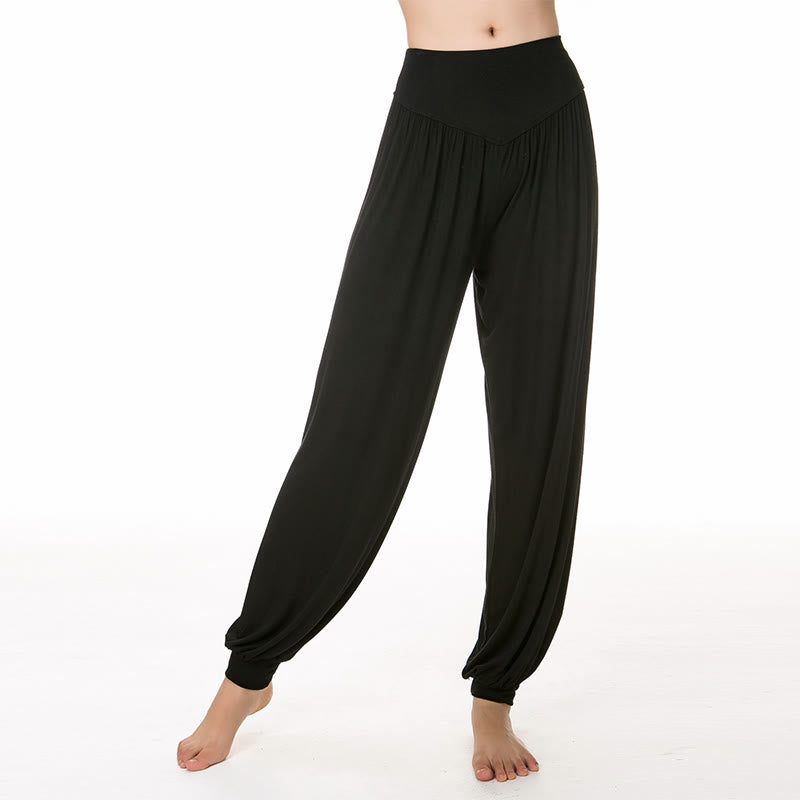 Buddha Stones無地 モダール ヨガ ダンス ロング ハーレム パンツ - 黒 - US14、 UK/AU18、 EU46 (3XL) - image 22