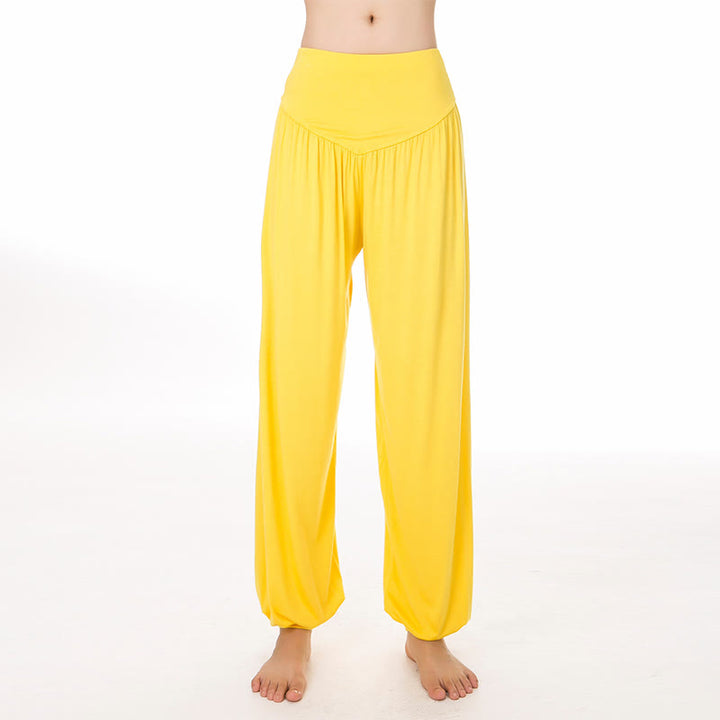 Buddha Stones無地 モダール ヨガ ダンス ロング ハーレム パンツ - 黄色 - US14、 UK/AU18、 EU46 (3XL) - image 48