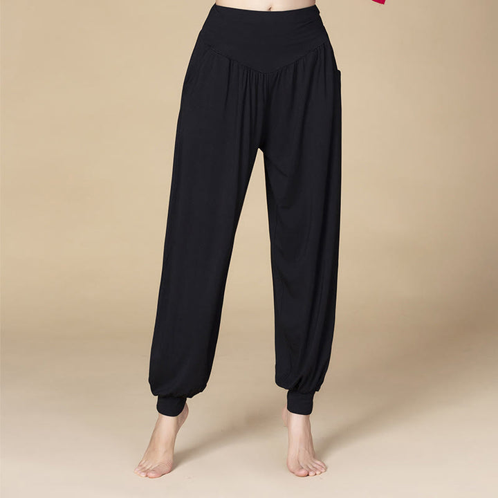 Buddha Stones無地 モダール ヨガ ダンス ハイウエスト ハーレムパンツ ポケット付き - 黒 - US14、 UK/AU18、 EU46 (3XL) - image 7