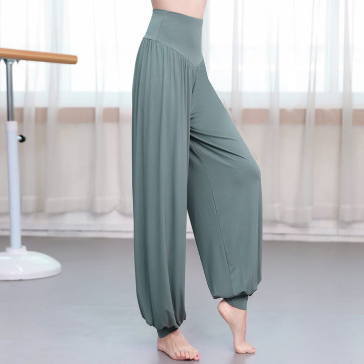 Buddha Stones無地 ルーズ モダール ヨガ ダンス ハーレムパンツ - 緑 - US14、 UK/AU18、 EU46 (3XL) - image 0