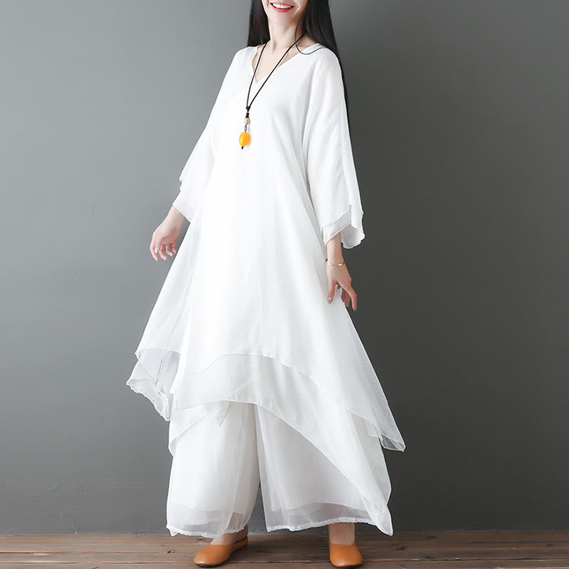 Buddha StonesVネック ミディ丈 チュニックドレス ワイドレッグパンツ 瞑想 禅 練習 ダンスウェア - image 2