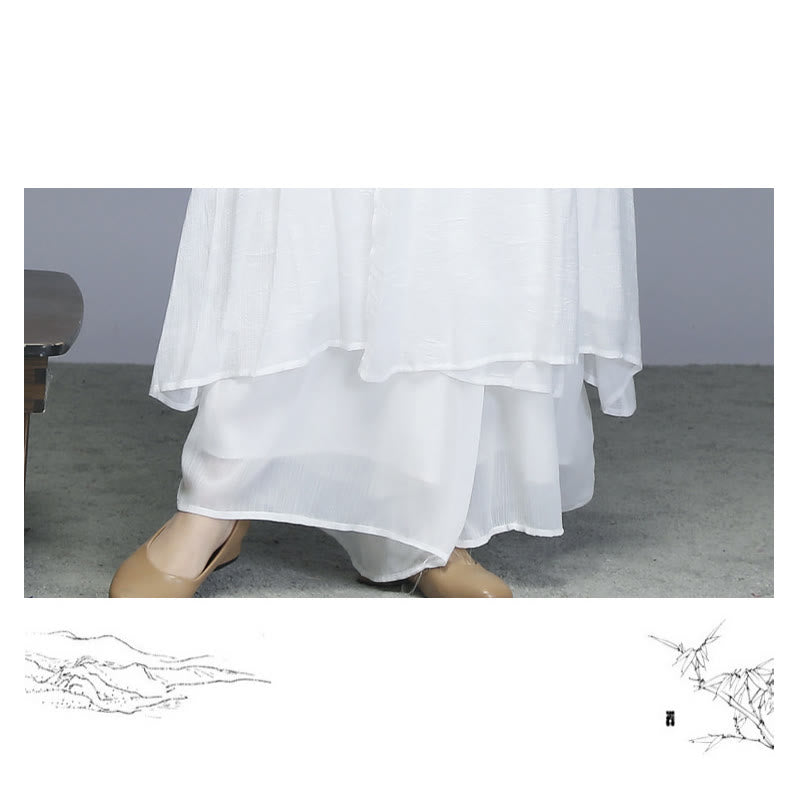 Buddha Stones漢服風ミディドレス ワイドレッグパンツ 瞑想 禅 練習 ヨガ ダンスウェア - image 13