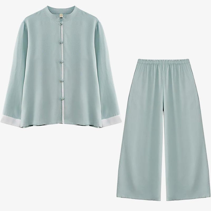 Buddha Stones2点セット タンスーツ 長袖 シャツ トップ パンツ 瞑想 禅 太極拳 コットン リネン 衣類 レディース セット - image 21