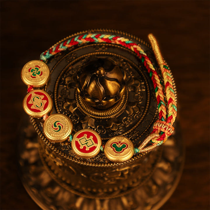 チベットの五大富豪のBuddha Stones、カラフルなロープ編みの幸運のブレスレット