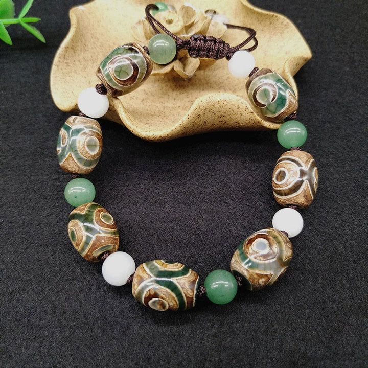 Buddha Stonesチベット三眼ビーズ幸運保護編み込みブレスレット