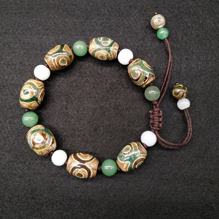 Buddha Stonesチベット三眼ビーズ幸運保護編み込みブレスレット
