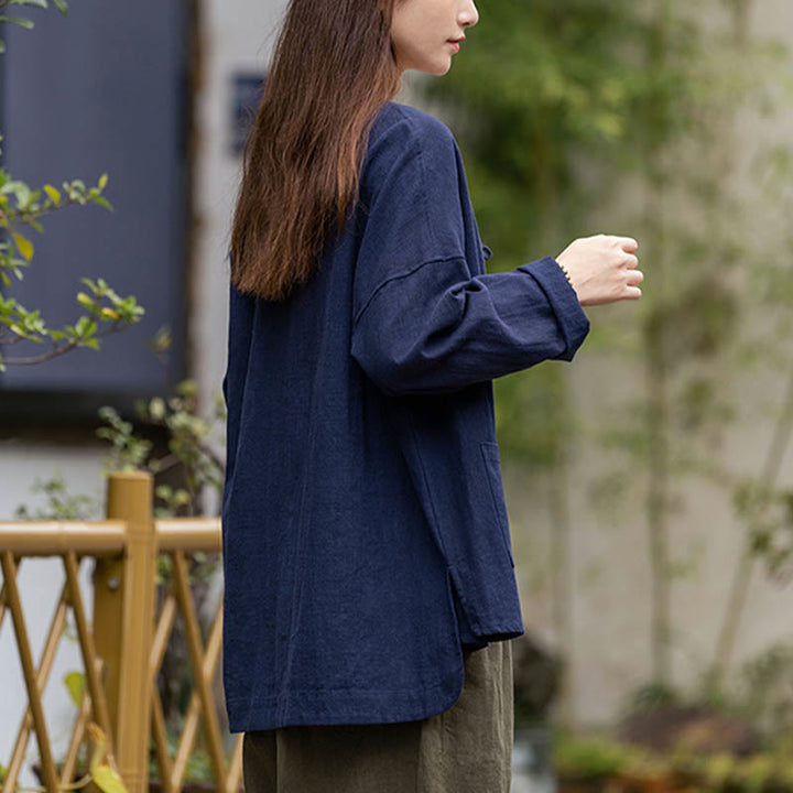 Buddha Stonesカエルボタンデザインシャツ 太極拳瞑想用トップス ラミーリネンジャケット - image 11