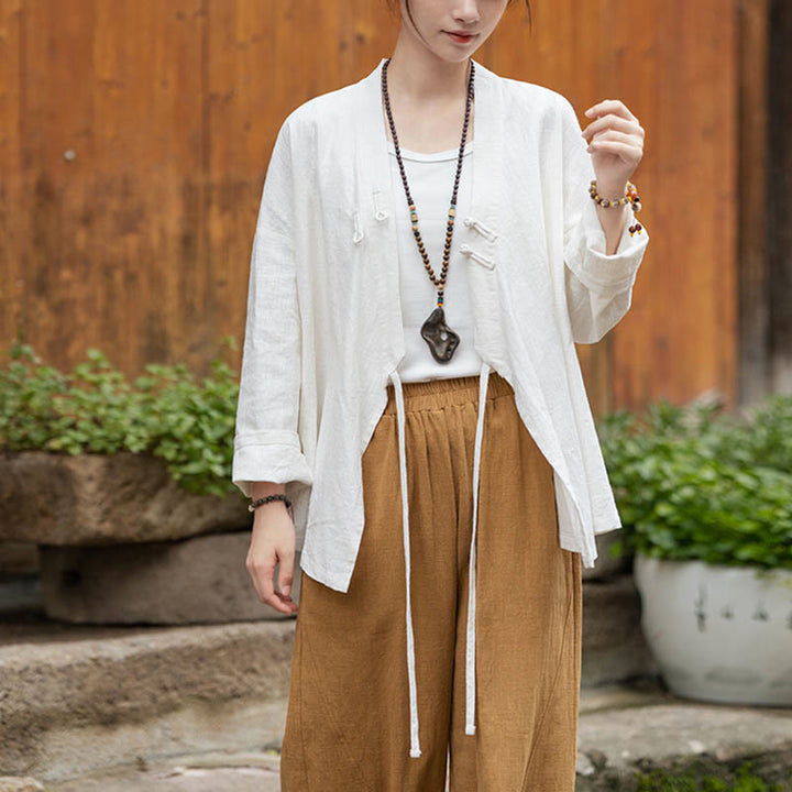 Buddha Stonesカエルボタン漢服デザインシャツトップスラミーリネンジャケット - image 11