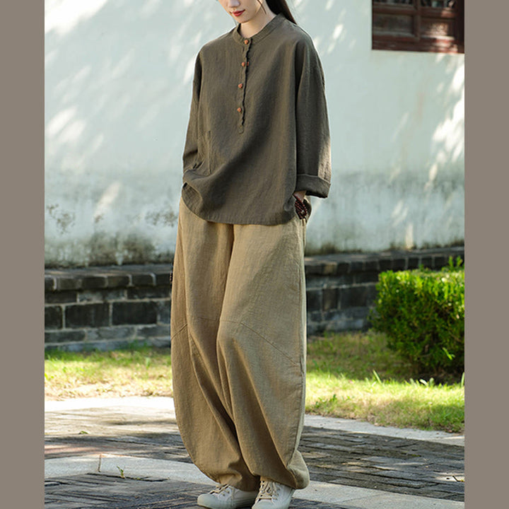 Buddha Stones無地 ルーズボタンブラウス 長袖シャツ トップス - image 27