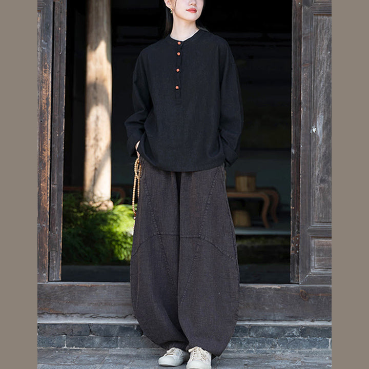 Buddha Stones無地 ルーズボタンブラウス 長袖シャツ トップス - image 37