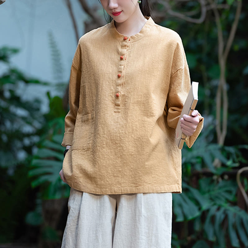 Buddha Stones無地 ルーズボタンブラウス 長袖シャツ トップス - image 40
