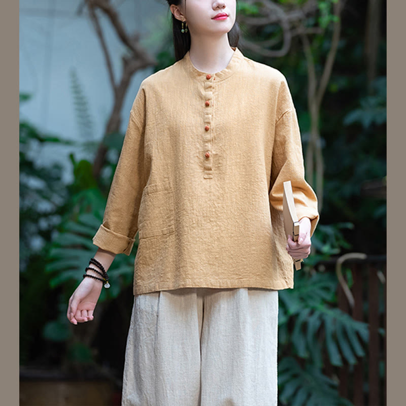 Buddha Stones無地 ルーズボタンブラウス 長袖シャツ トップス - image 39