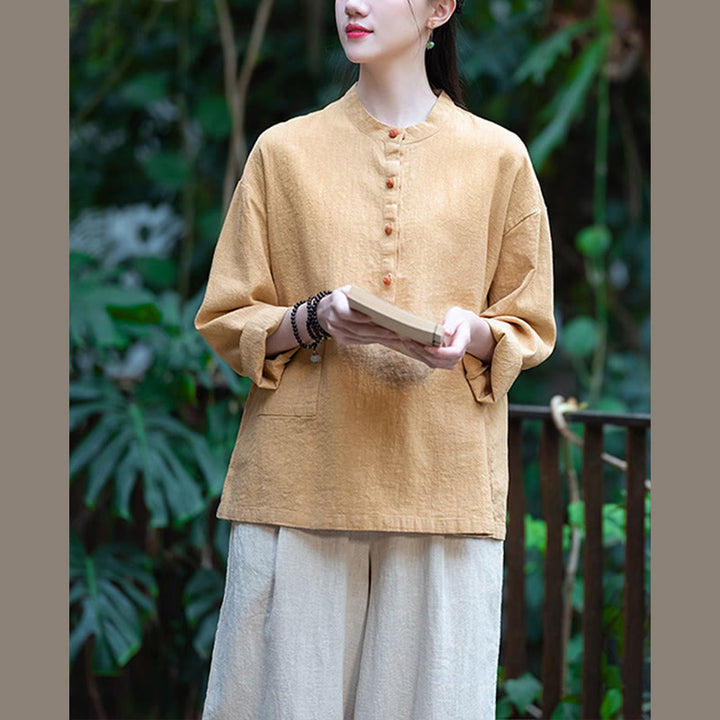 Buddha Stones無地 ルーズボタンブラウス 長袖シャツ トップス - image 41