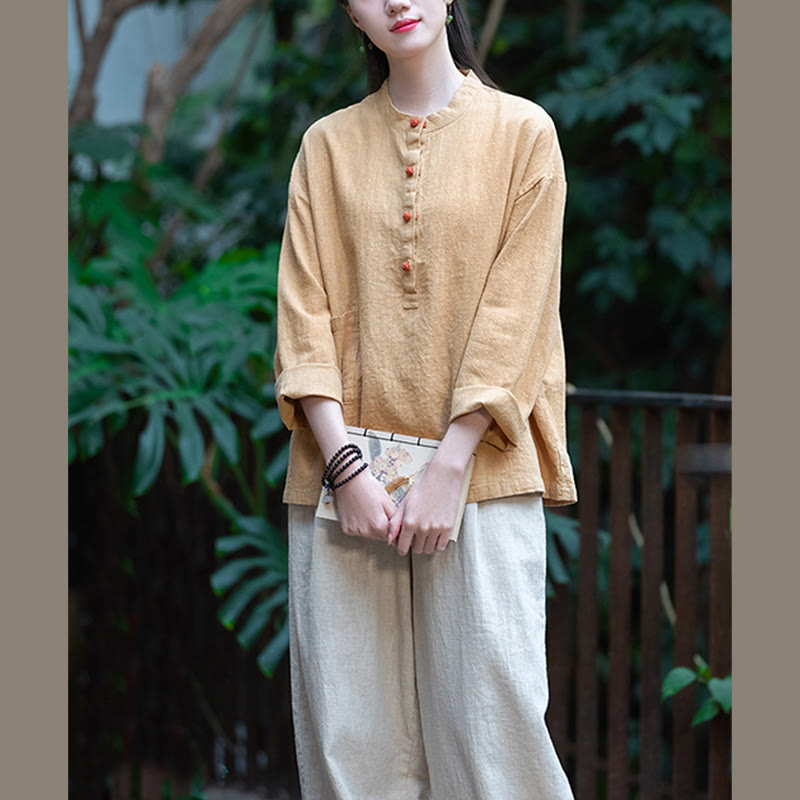 Buddha Stones無地 ルーズボタンブラウス 長袖シャツ トップス - image 42
