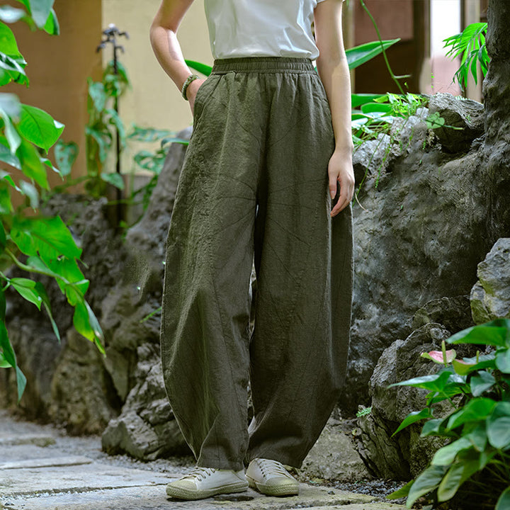 Buddha Stones無地 ゆったり ヨガ ハーレムパンツ ポケット付き - ダークグリーン、 US2-8/10、 UK/AU6-12/14、 EU34-40/42 (F) - image 29