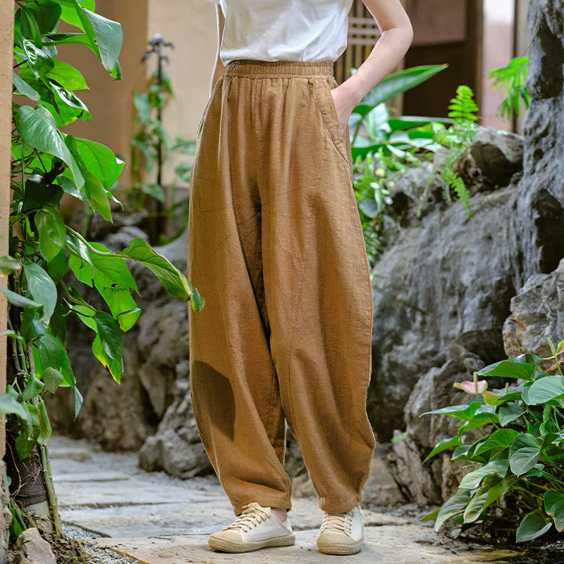 Buddha Stones無地 ゆったり ヨガ ハーレムパンツ ポケット付き - ブラウン、 US2-8/10、 UK/AU6-12/14、 EU34-40/42 (F) - image 41