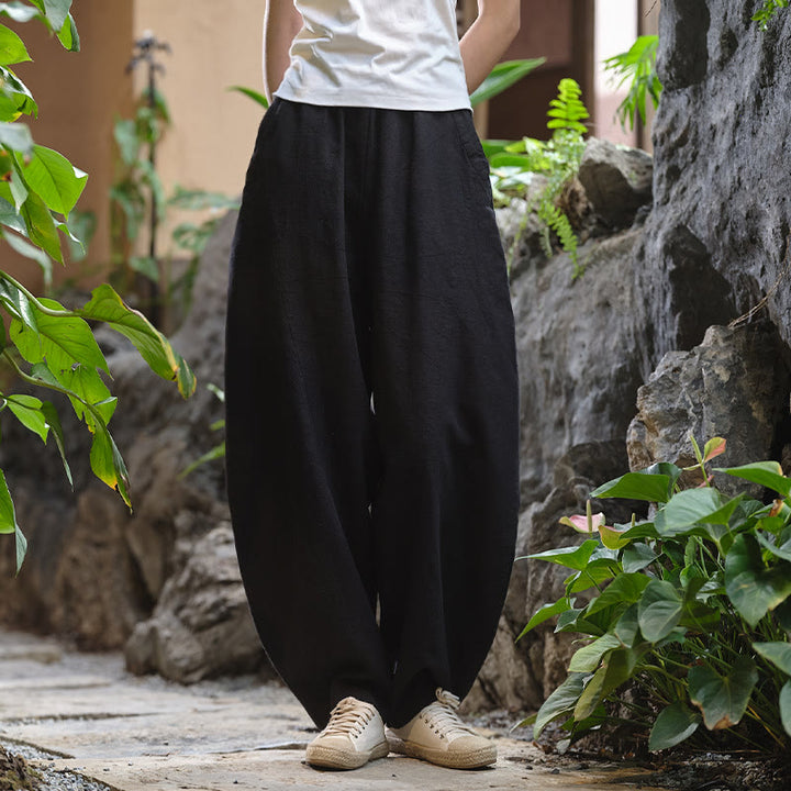 Buddha Stones無地 ゆったり ヨガ ハーレムパンツ ポケット付き - ブラック、 US2-8/10、 UK/AU6-12/14、 EU34-40/42 (F) - image 44