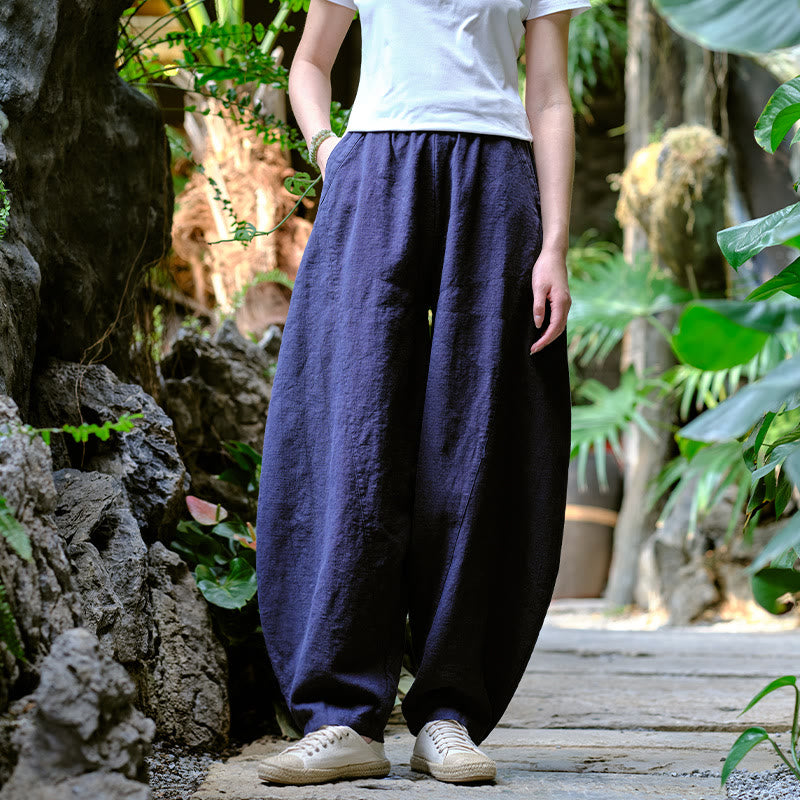 Buddha Stones無地 ゆったり ヨガ ハーレムパンツ ポケット付き - ブルー、 US2-8/10、 UK/AU6-12/14、 EU34-40/42 (F) - image 18