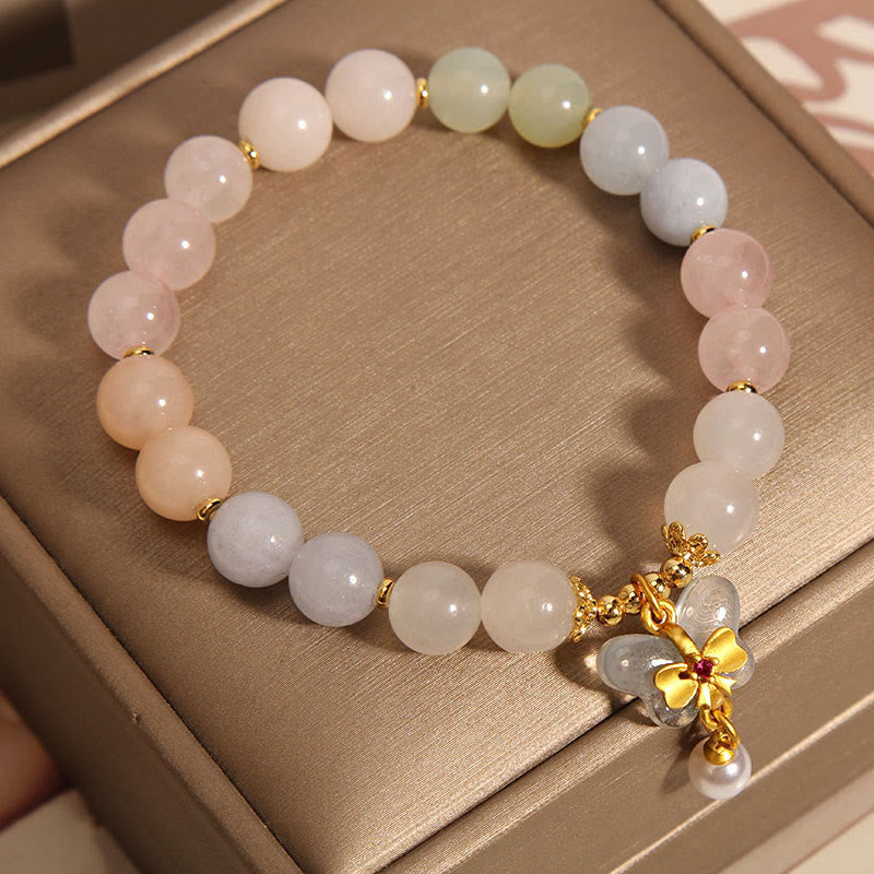 Buddha Stones天然モルガナイト コンフィデンス バタフライ チャーム ブレスレット