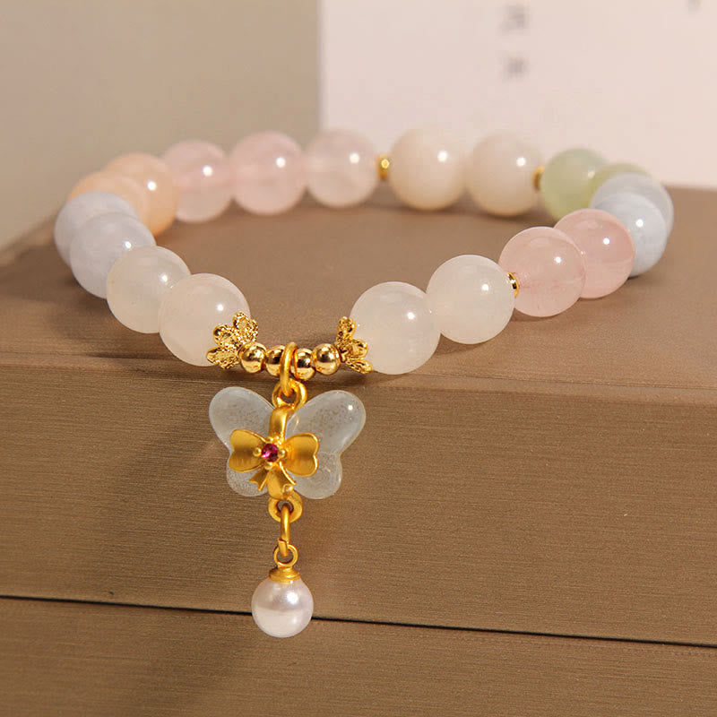 Buddha Stones天然モルガナイト コンフィデンス バタフライ チャーム ブレスレット
