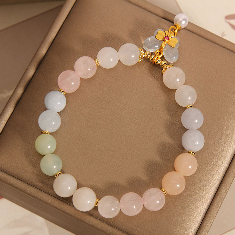 Buddha Stones天然モルガナイト コンフィデンス バタフライ チャーム ブレスレット