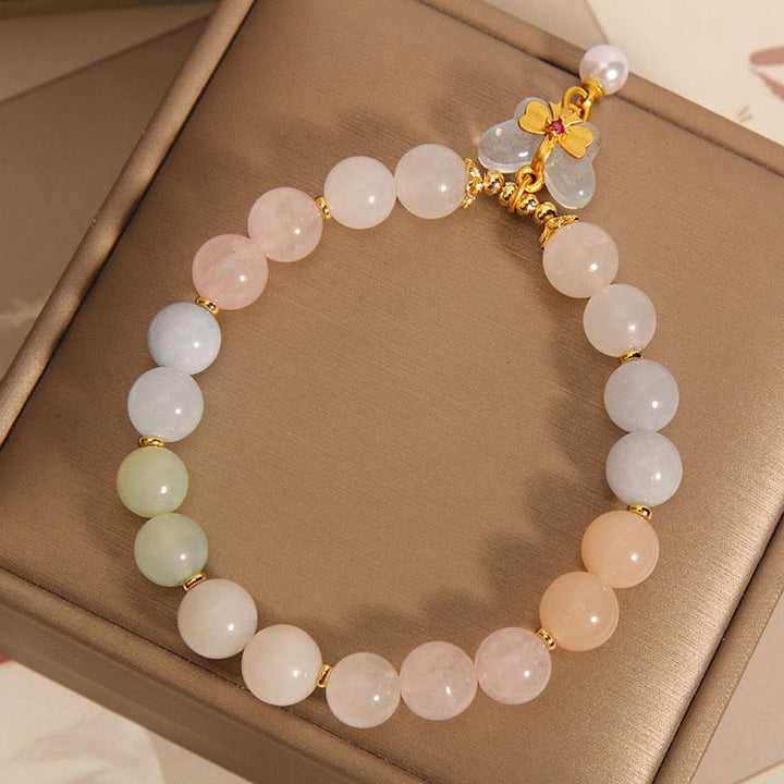 Buddha Stones天然モルガナイト コンフィデンス バタフライ チャーム ブレスレット