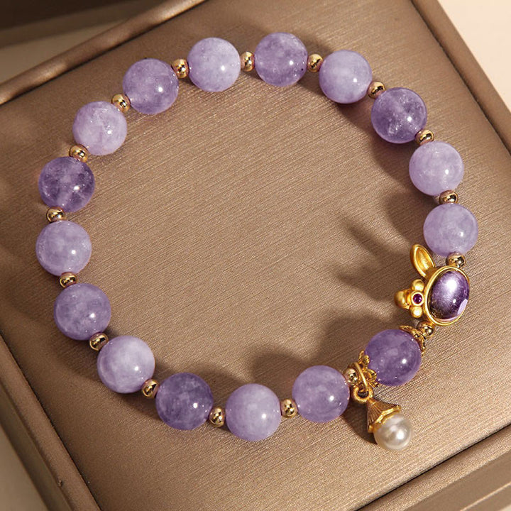 Buddha Stones天然紫水晶うさぎの幸せブレスレット - image 3