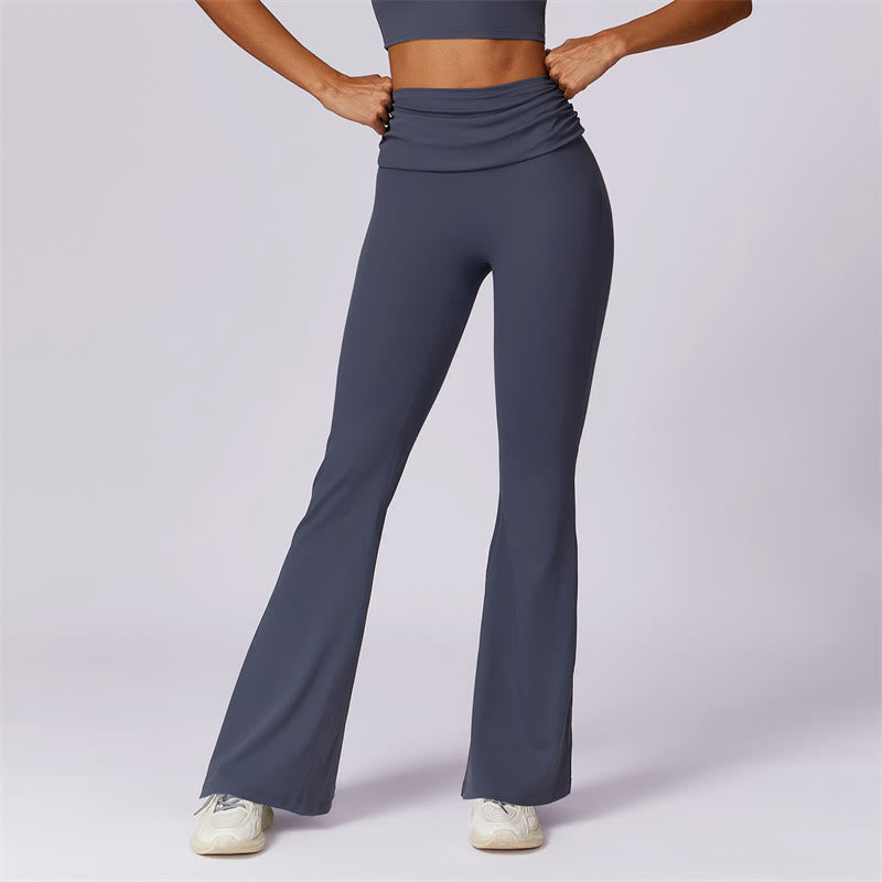 Buddha Stonesノースリーブ バックレス ストラップ タンクトップ ブラ フレアパンツ スポーツ フィットネス ヨガ - ダークブルー - パンツ - US8-10、 UK/AU12-14、 EU40-42 (XL) - image 46