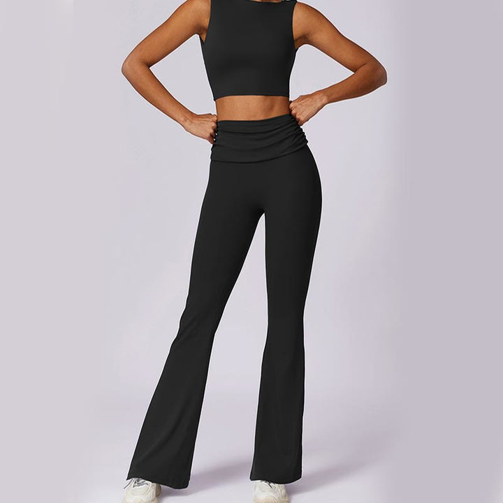 Buddha Stonesノースリーブ バックレス ストラップ タンクトップ ブラ フレアパンツ スポーツ フィットネス ヨガ - image 38