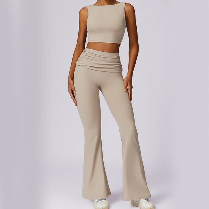 Buddha Stonesノースリーブ バックレス ストラップ タンクトップ ブラ フレアパンツ スポーツ フィットネス ヨガ - image 62