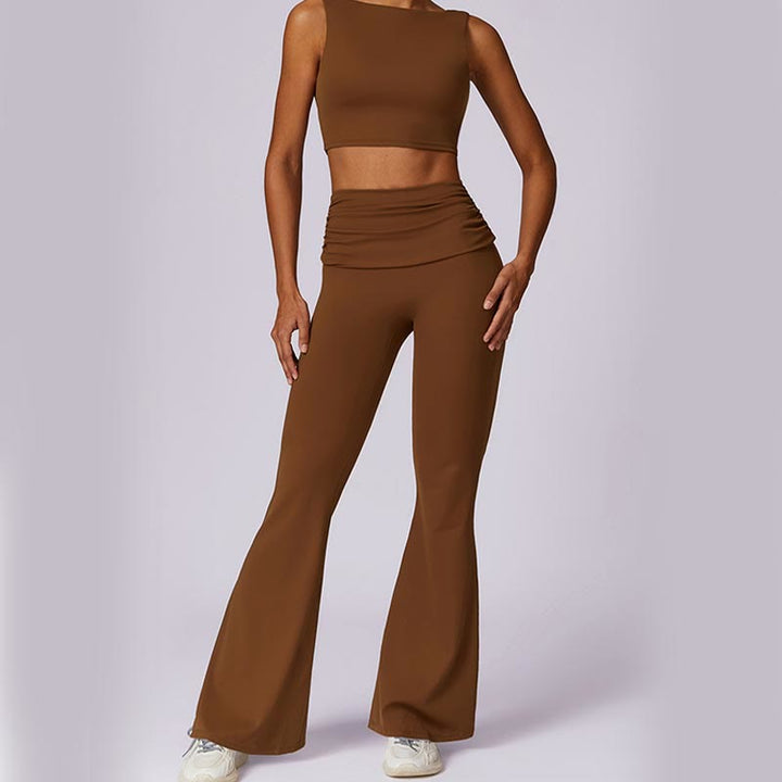 Buddha Stonesノースリーブ バックレス ストラップ タンクトップ ブラ フレアパンツ スポーツ フィットネス ヨガ - image 74