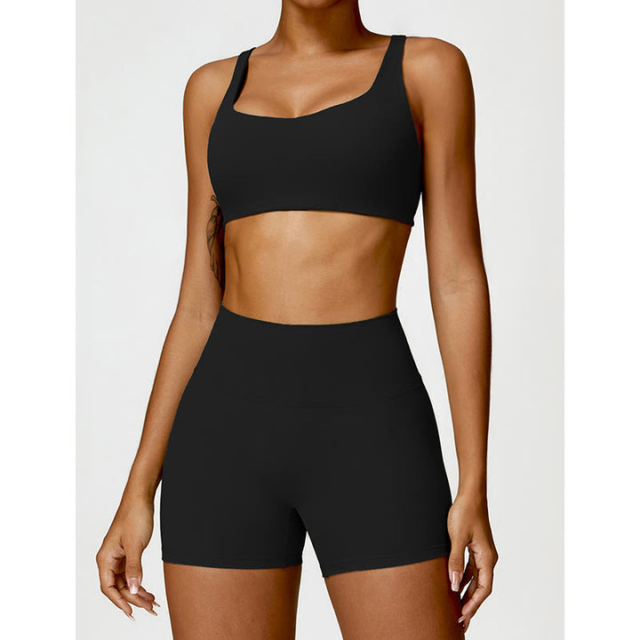 Buddha Stonesジム スポーツ ヨガ バックレス ブラ クロップ タンクトップ ショーツ - image 1