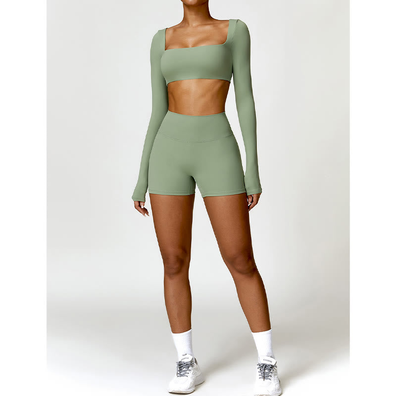 Buddha Stonesジム スポーツ ヨガ バックレス ブラ クロップ タンクトップ ショーツ - image 35