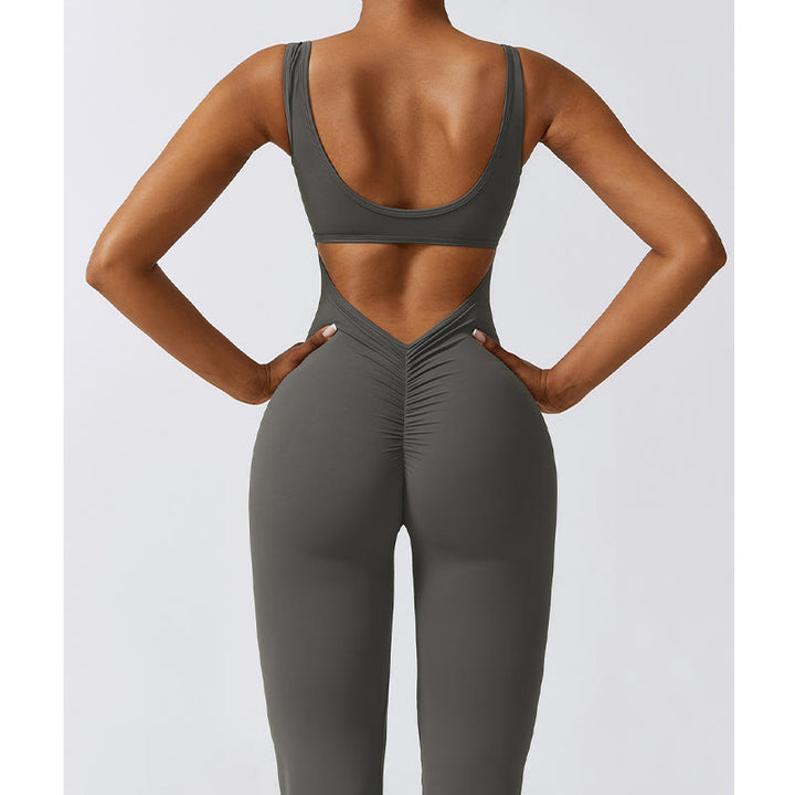 Buddha Stonesレディース ワークアウト ノースリーブ ジャンプスーツ フレアパンツ スポーツ フィットネス ヨガ ボディスーツ - image 11