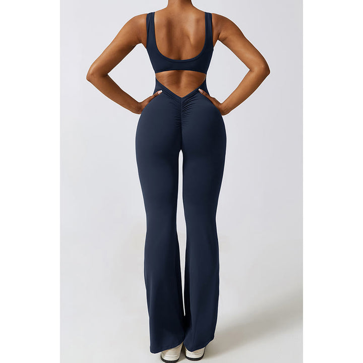 Buddha Stonesレディース ワークアウト ノースリーブ ジャンプスーツ フレアパンツ スポーツ フィットネス ヨガ ボディスーツ - image 25