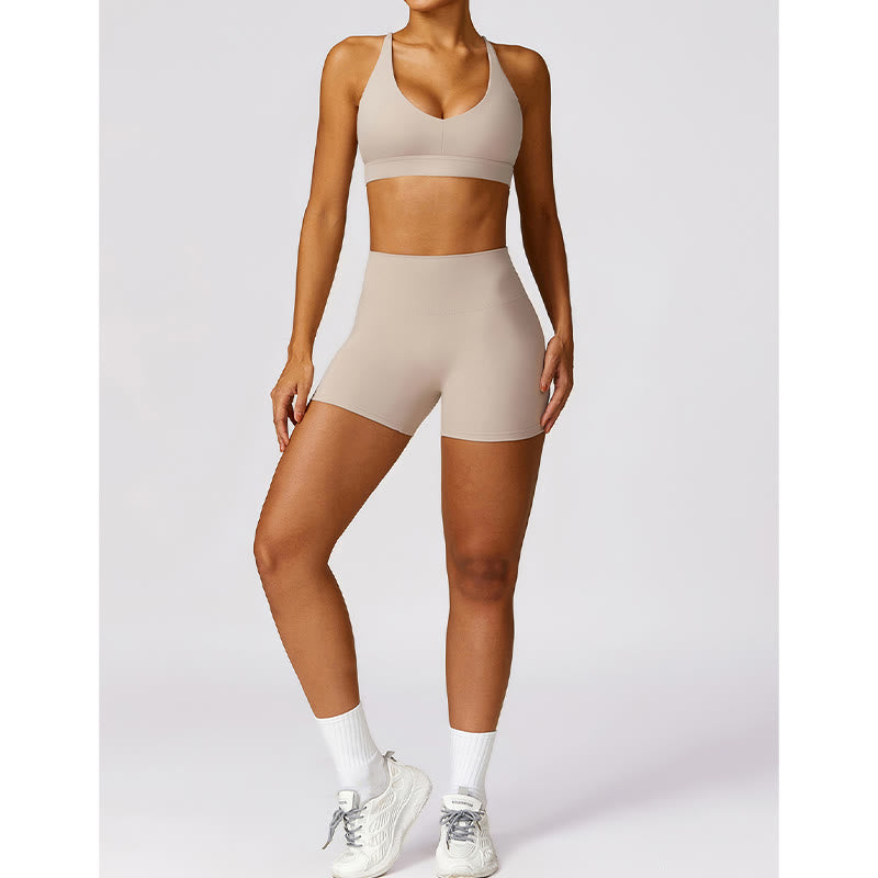 Buddha Stonesジム スポーツ ヨガ バックレス ブラ クロップ タンクトップ 通気性 ショーツ - image 31