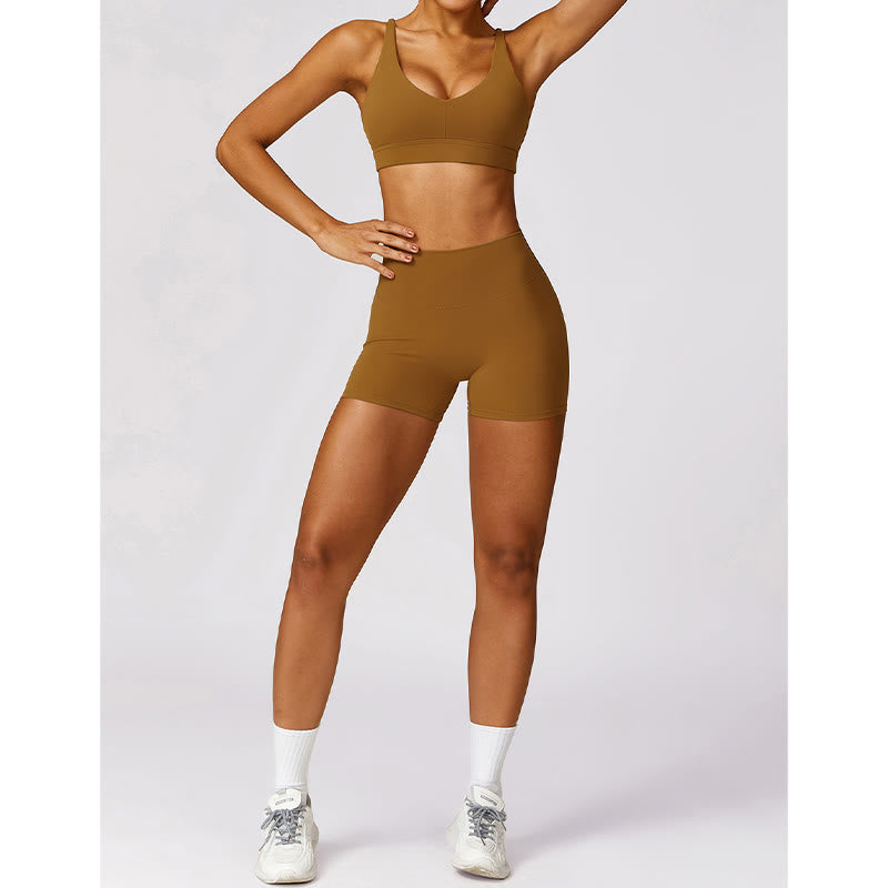 Buddha Stonesジム スポーツ ヨガ バックレス ブラ クロップ タンクトップ 通気性 ショーツ - image 51