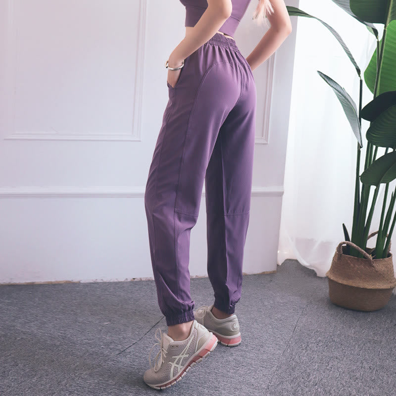Buddha Stonesハイウエスト フィットネス ヨガ スポーツ ジョガー トラックパンツ ポケット付き スウェットパンツ