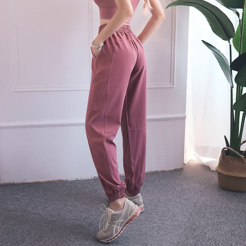 Buddha Stonesハイウエスト フィットネス ヨガ スポーツ ジョガー トラックパンツ ポケット付き スウェットパンツ