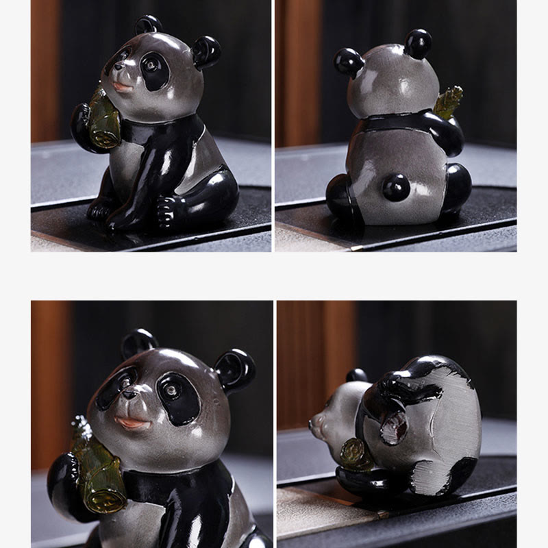 色が変わるBuddha Stones小さくてかわいいパンダの竹製ティーペット 樹脂製 置物 装飾品 - image 7